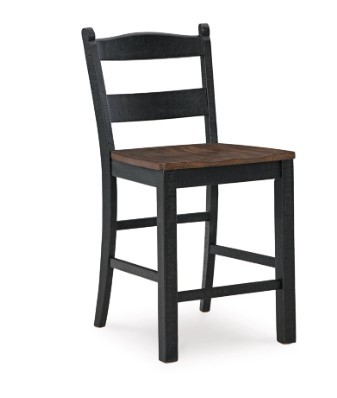 Valebeck Black and Brown Counter Height Barstool
