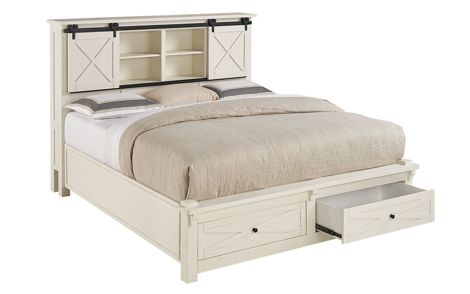 Sun Valley King/queen Storage Bed Rustic white