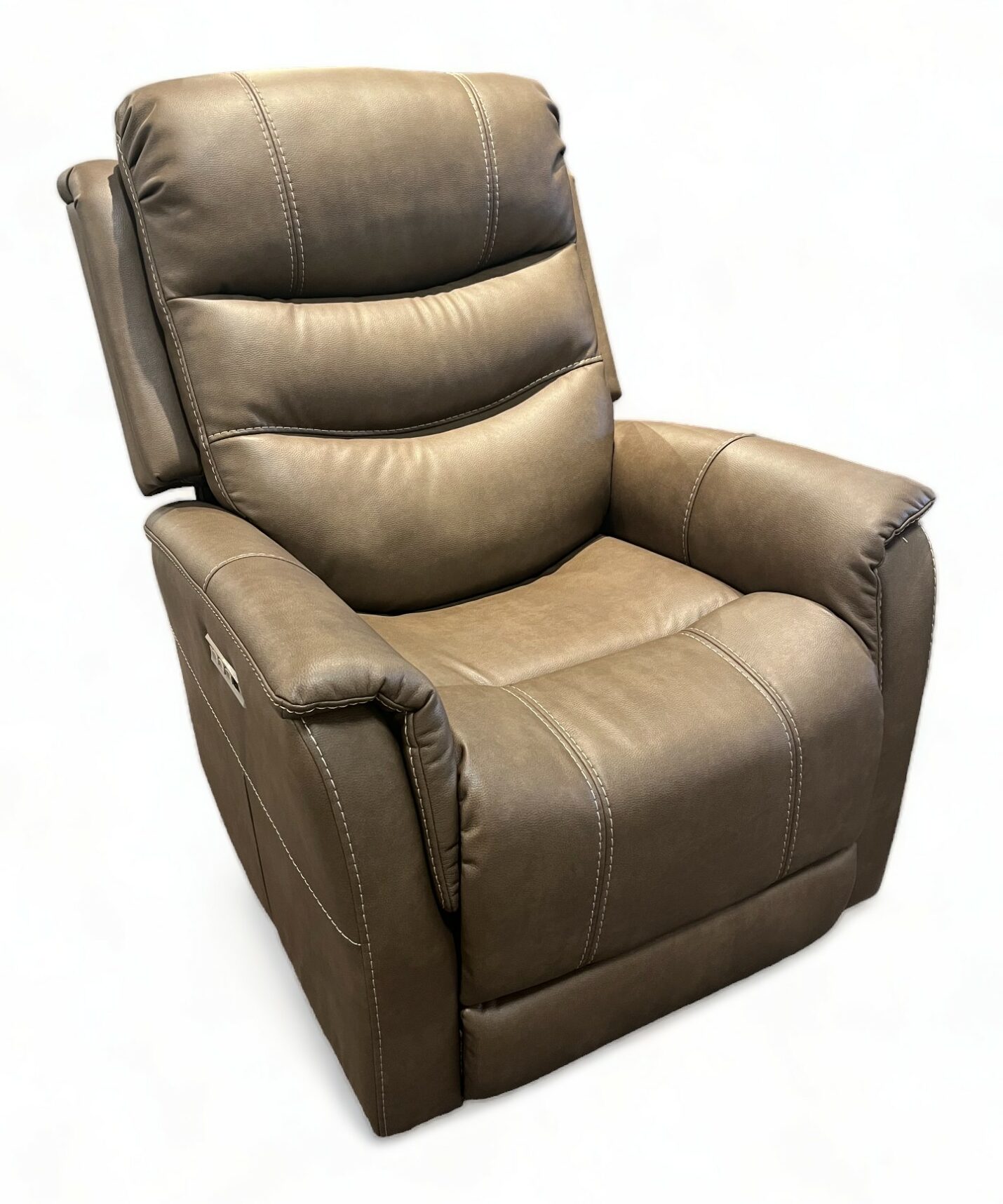 Cappuccino Triple Power Swivel Leather Recliner