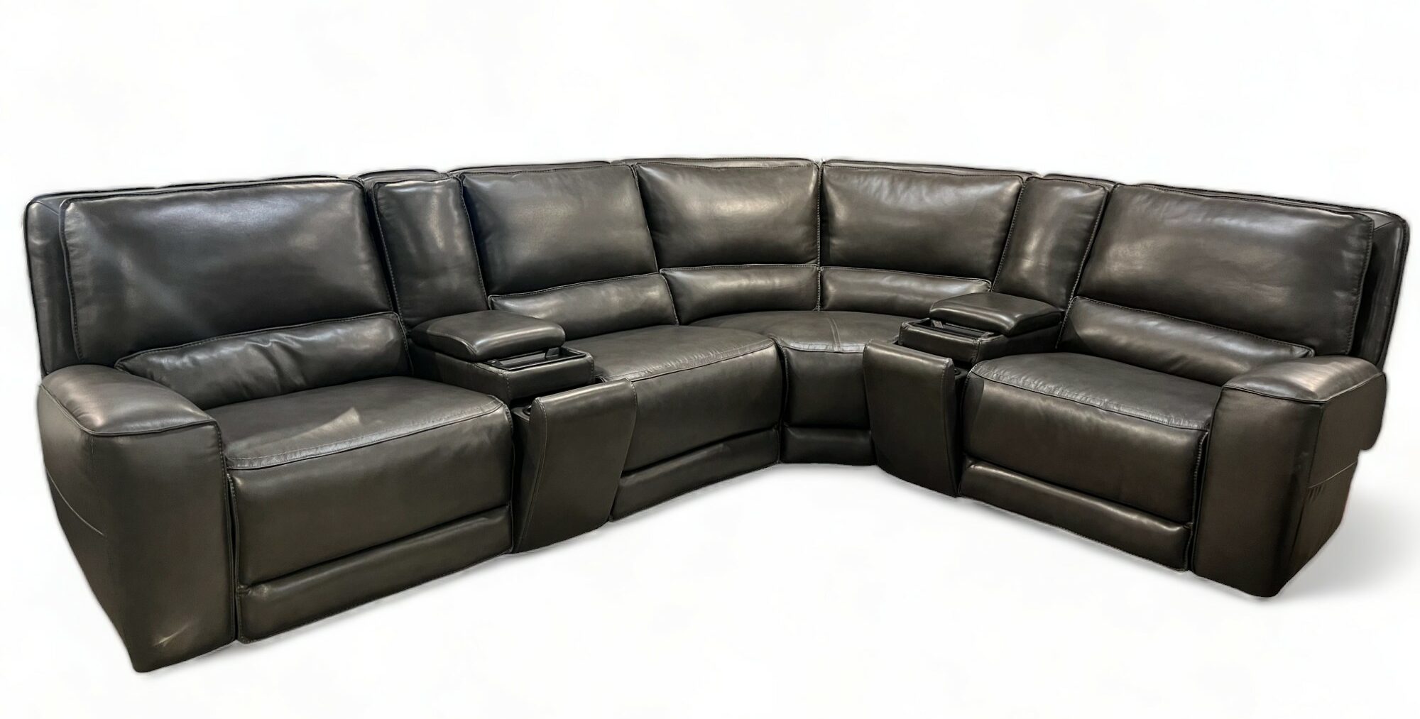 U90155HM Softee Charcoal 6-Piece Reclining Sectional with 2 Consoles